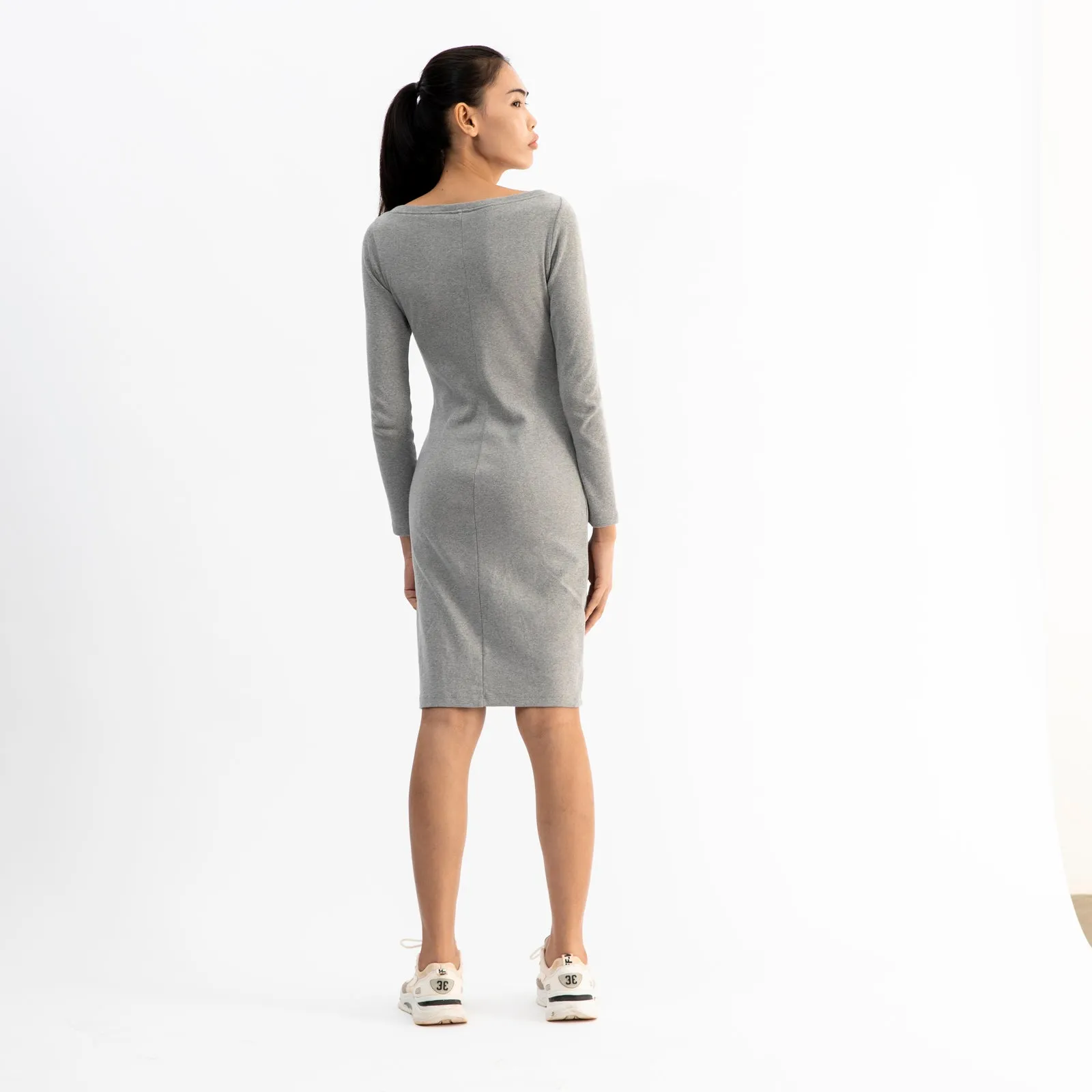 Long Sleeve Midi Dress | Grey Marle