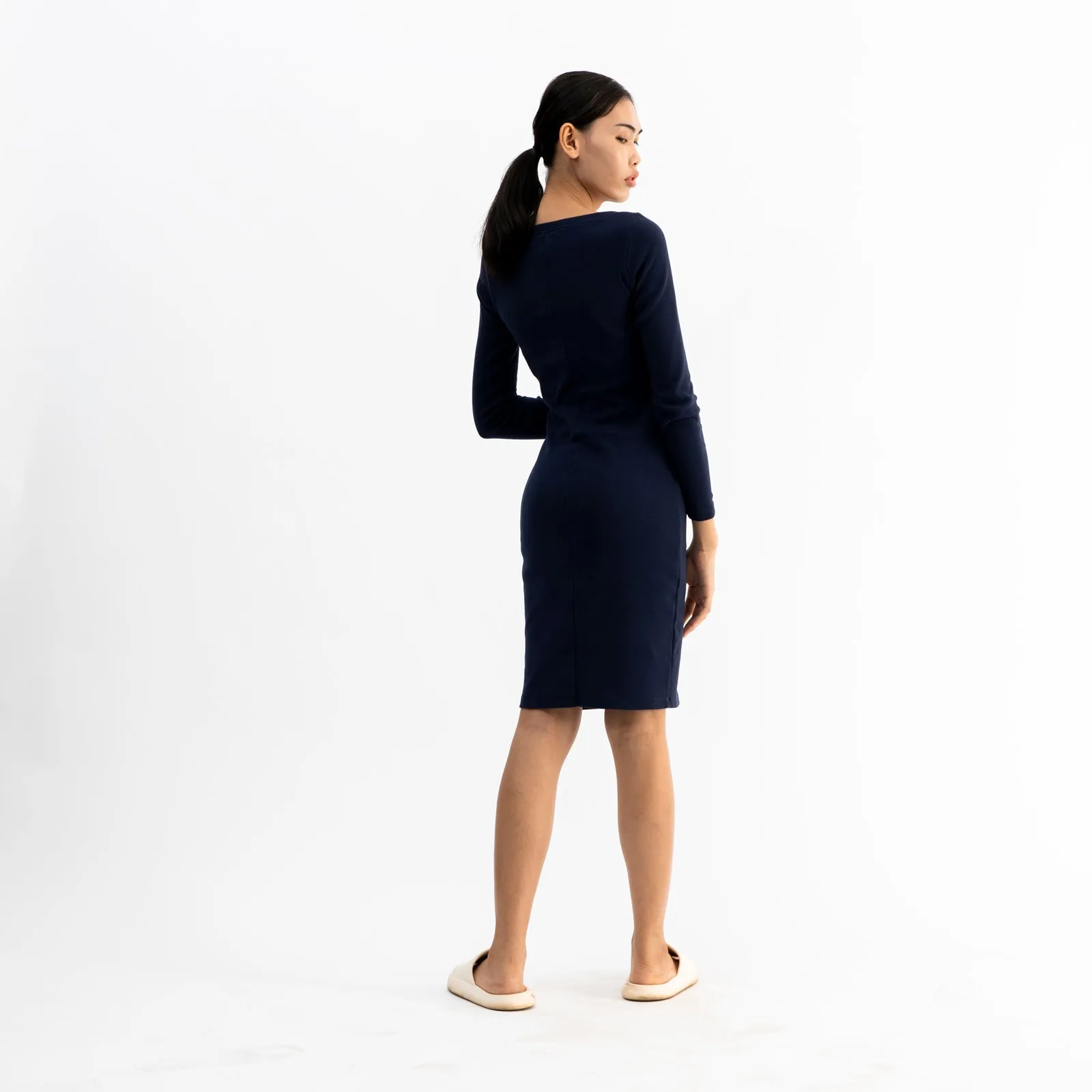 Long Sleeve Midi Dress | Navy