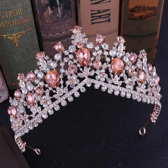 Luxury 8 Color Tiara Crown with Zircon Crystals for Women