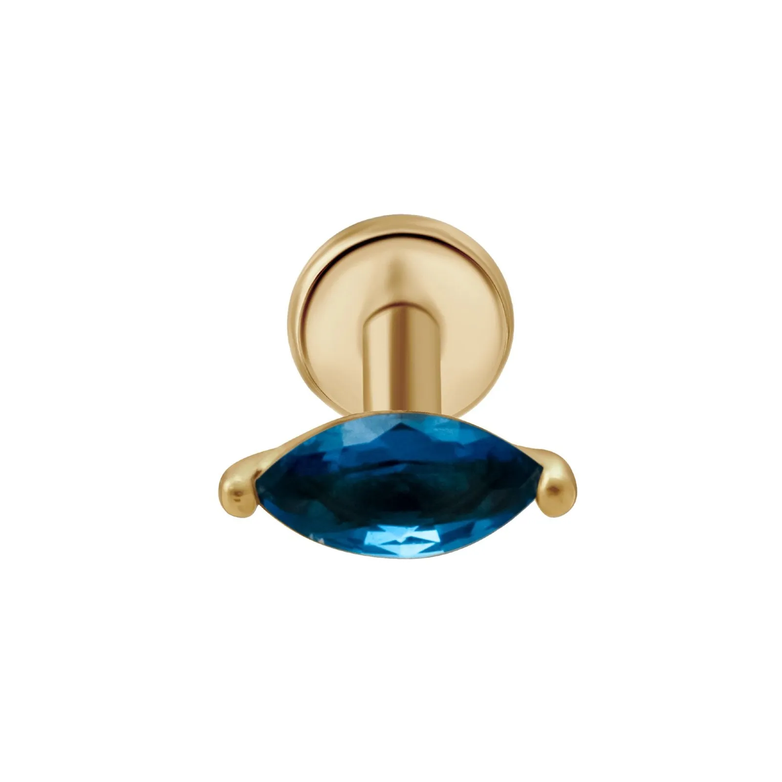 Marquise London Blue Topaz Flat Back Earring