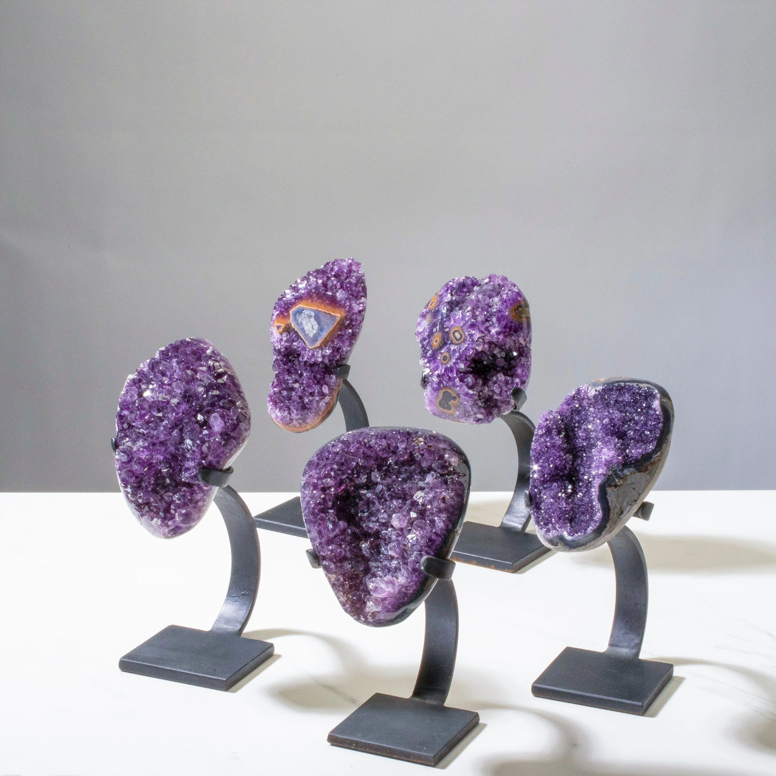 Medium Uruguayan Amethyst Geode on Custom Stand - 9/ 4 lbs - AAA Grade