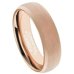 Men 6mm Rose Gold Tungsten Carbide Ring Fashion Wedding Engagement Band Matte Finish Domed Comfort Fit