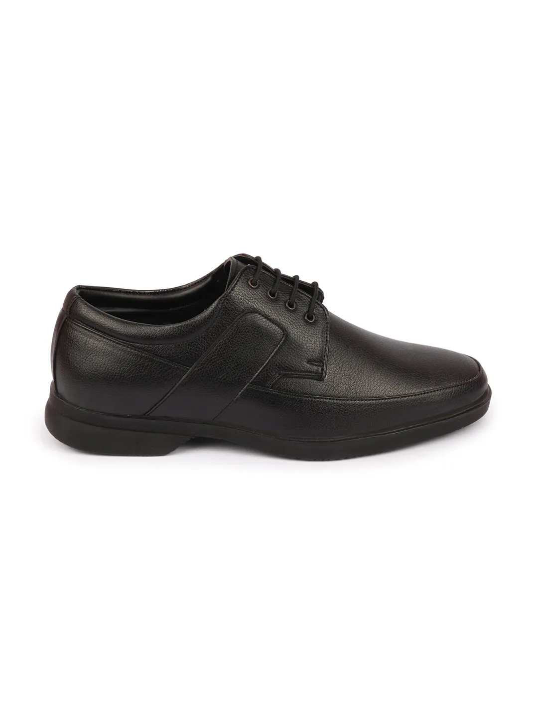 Men Black Formal Side Strip Design Lace Up Shoes