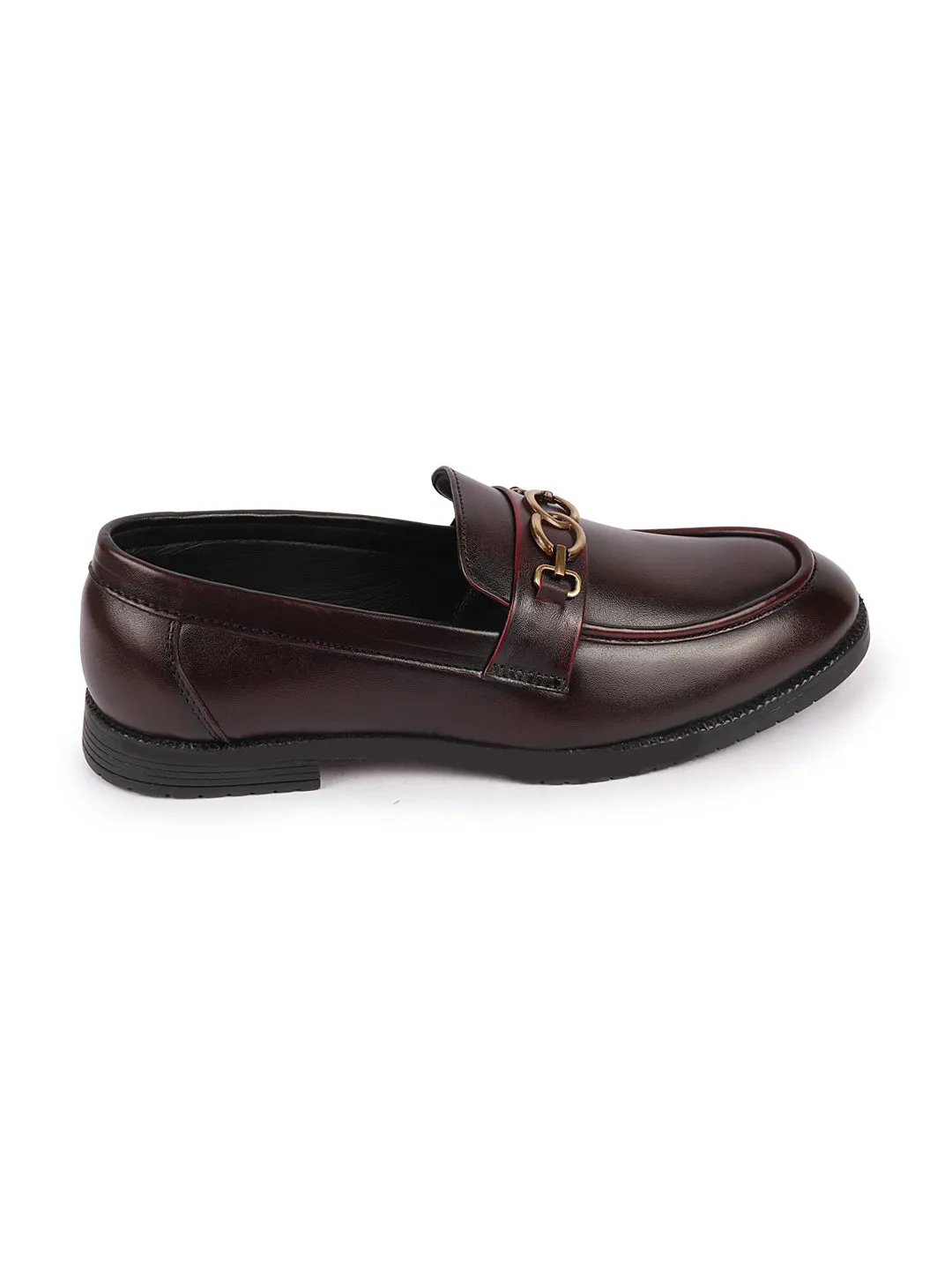 Men Cherry Wedding Party Genuine Leather Buckle Slip On Loafer Shoes