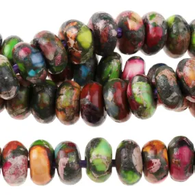 Mixed Impression Jasper 10mm Rondelle Large Hole 8-Inch