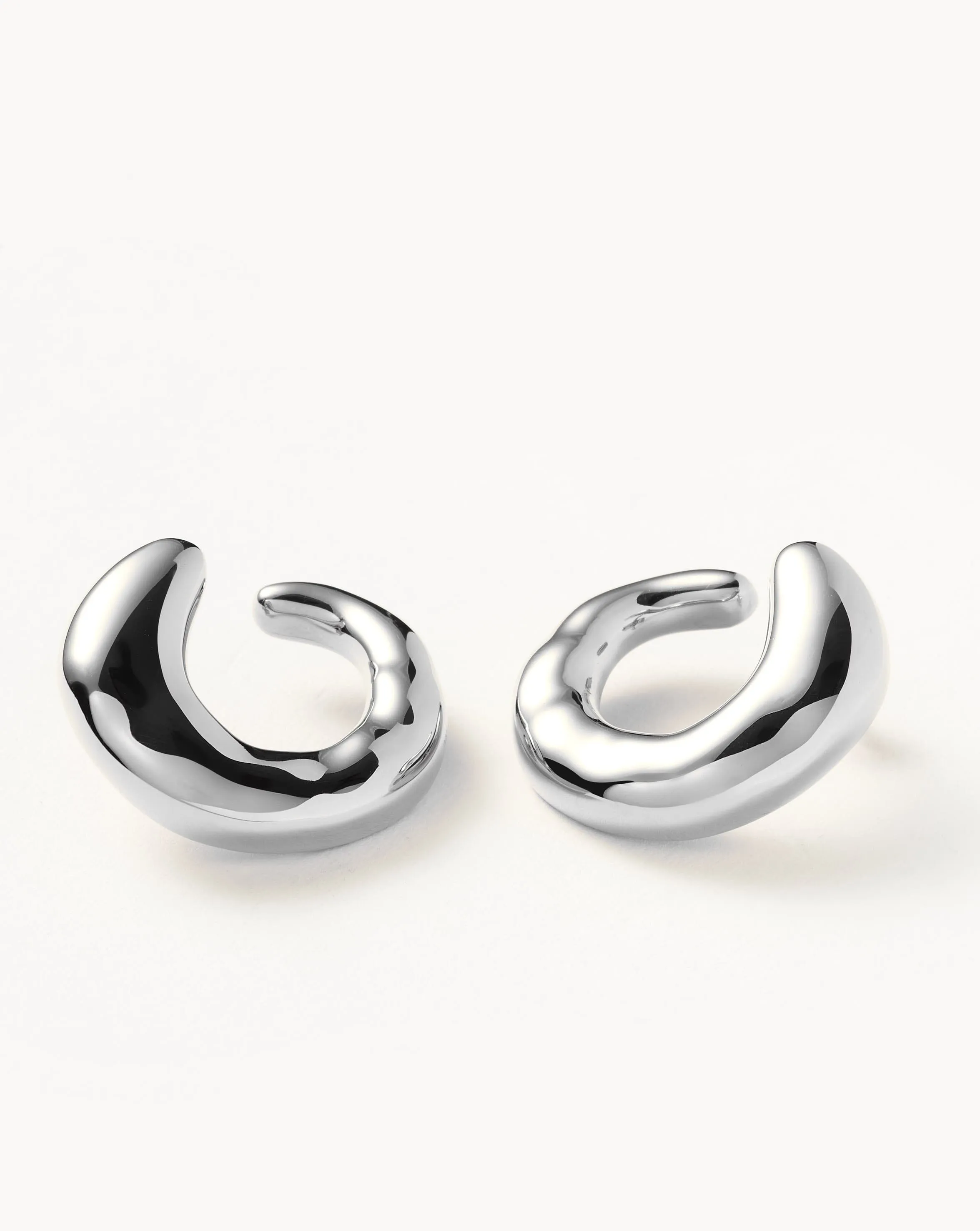 Molten Large Open Stud Earrings | Silver Plated