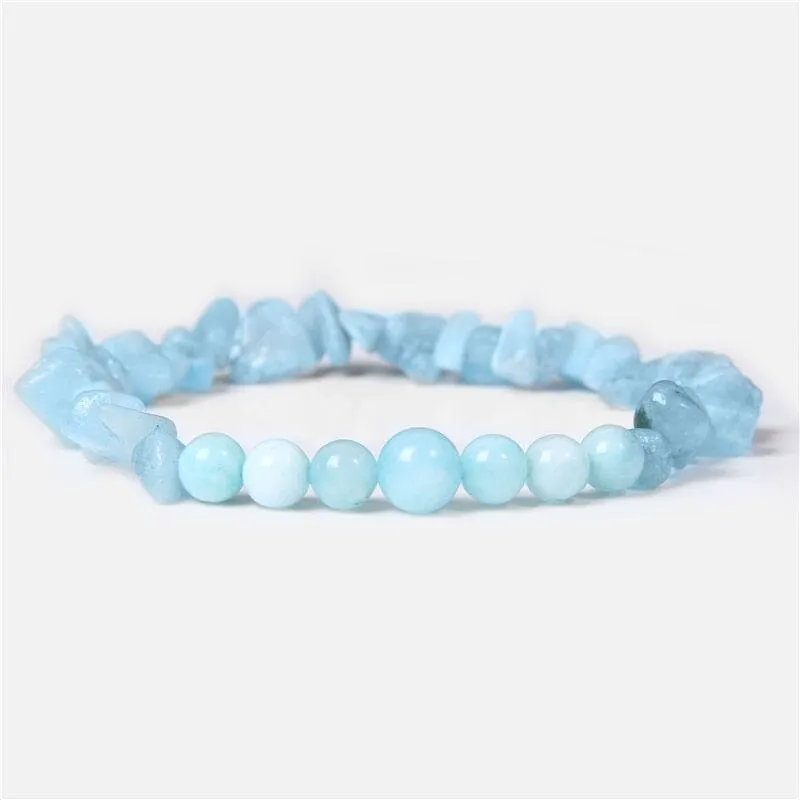 Natural Aquamarine Chip Crystal Beads Bracelet