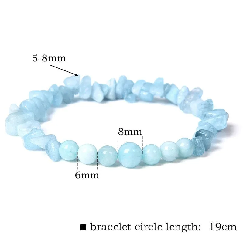 Natural Aquamarine Chip Crystal Beads Bracelet