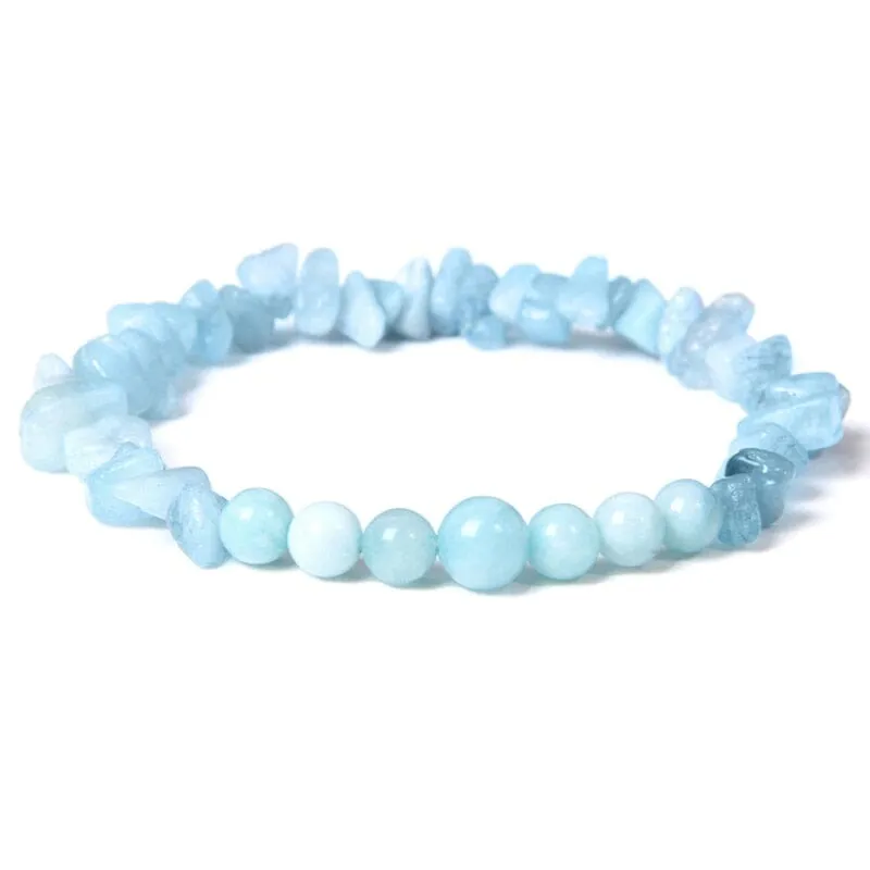 Natural Aquamarine Chip Crystal Beads Bracelet