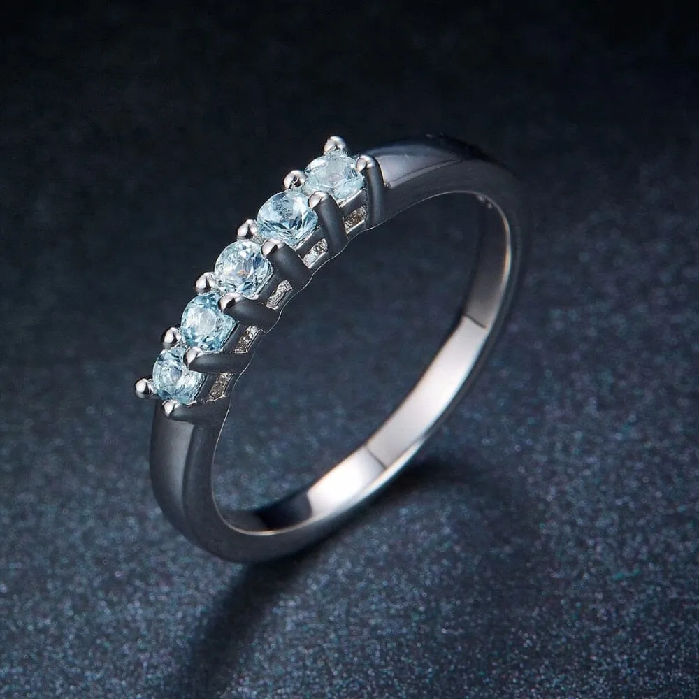 Natural Aquamarine Ring - 925 Sterling Silver