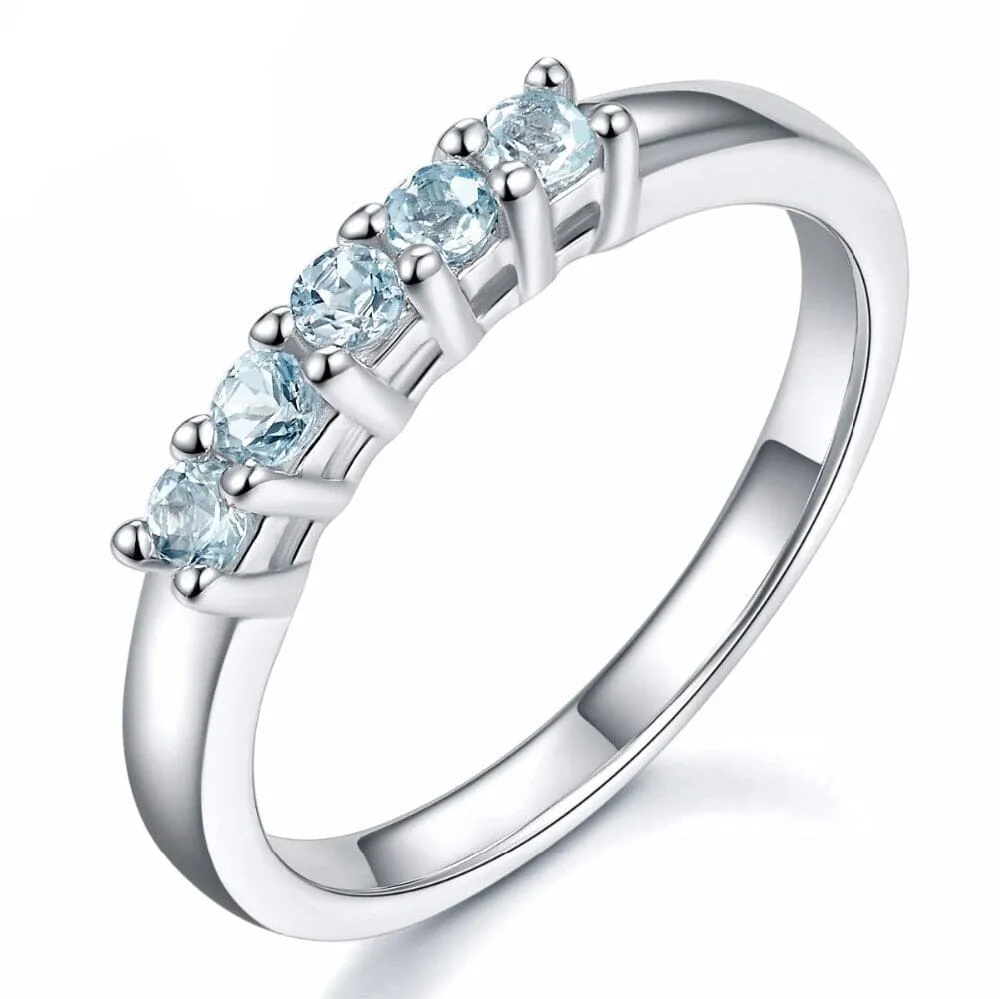 Natural Aquamarine Ring - 925 Sterling Silver