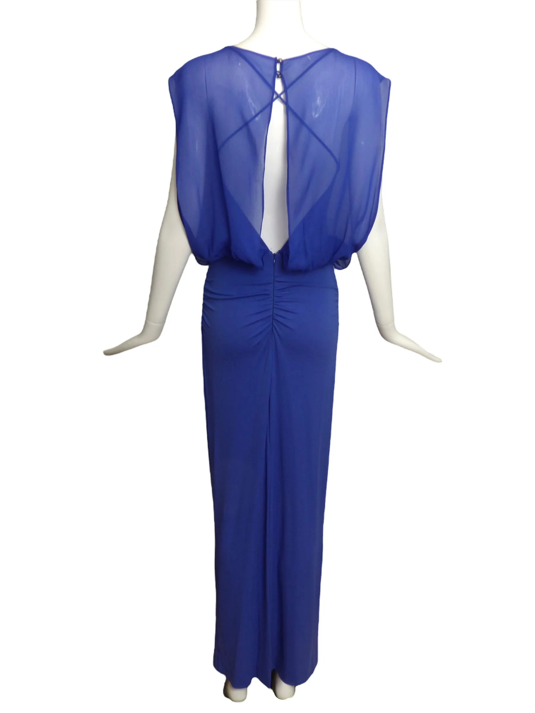 NICOLE MILLER-Blue Jersey & Georgette Evening Dress, Size-2