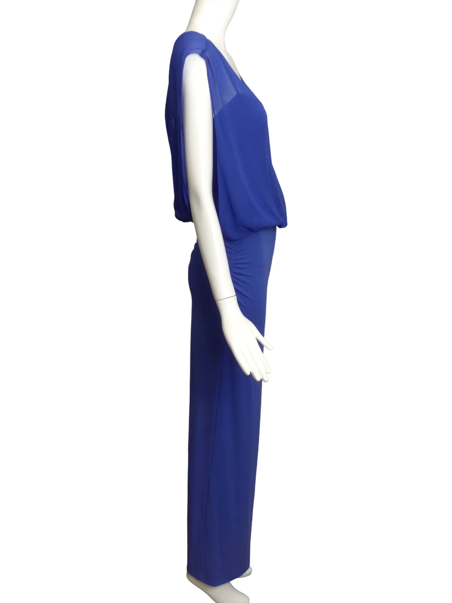 NICOLE MILLER-Blue Jersey & Georgette Evening Dress, Size-2