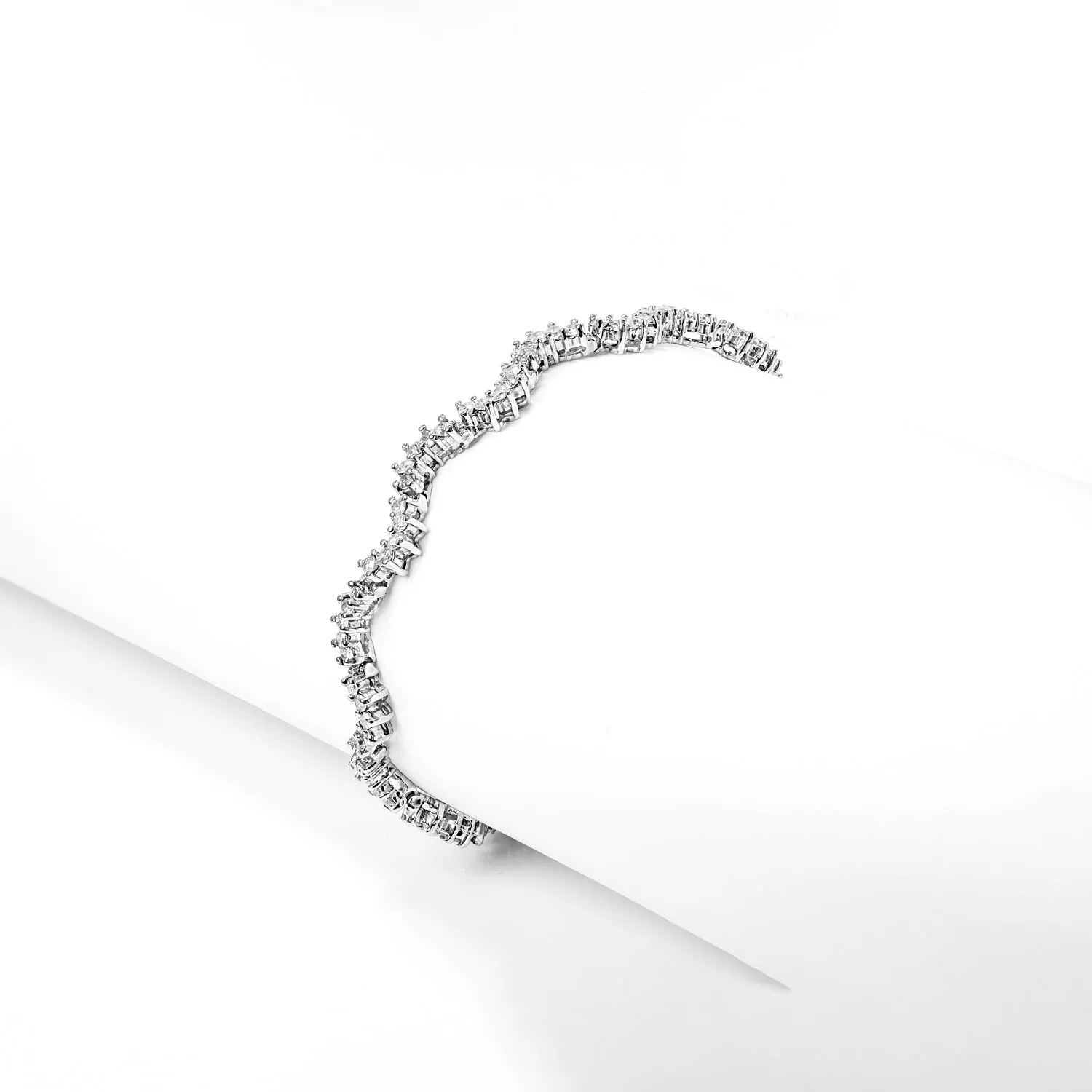 Oaklyn 3 Carat Round Brilliant Single Row Diamond Tennis Bracelet in 14k White Gold By Mike Nekta