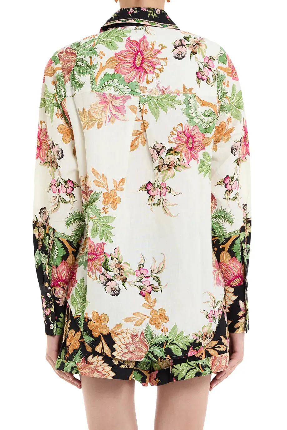 Pahi Floral Oversized Shirt With Handcrafted Buttons