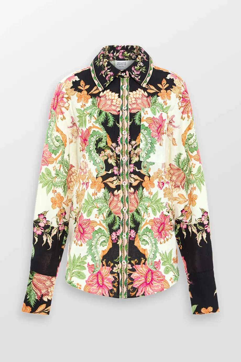 Pahi Floral Oversized Shirt With Handcrafted Buttons