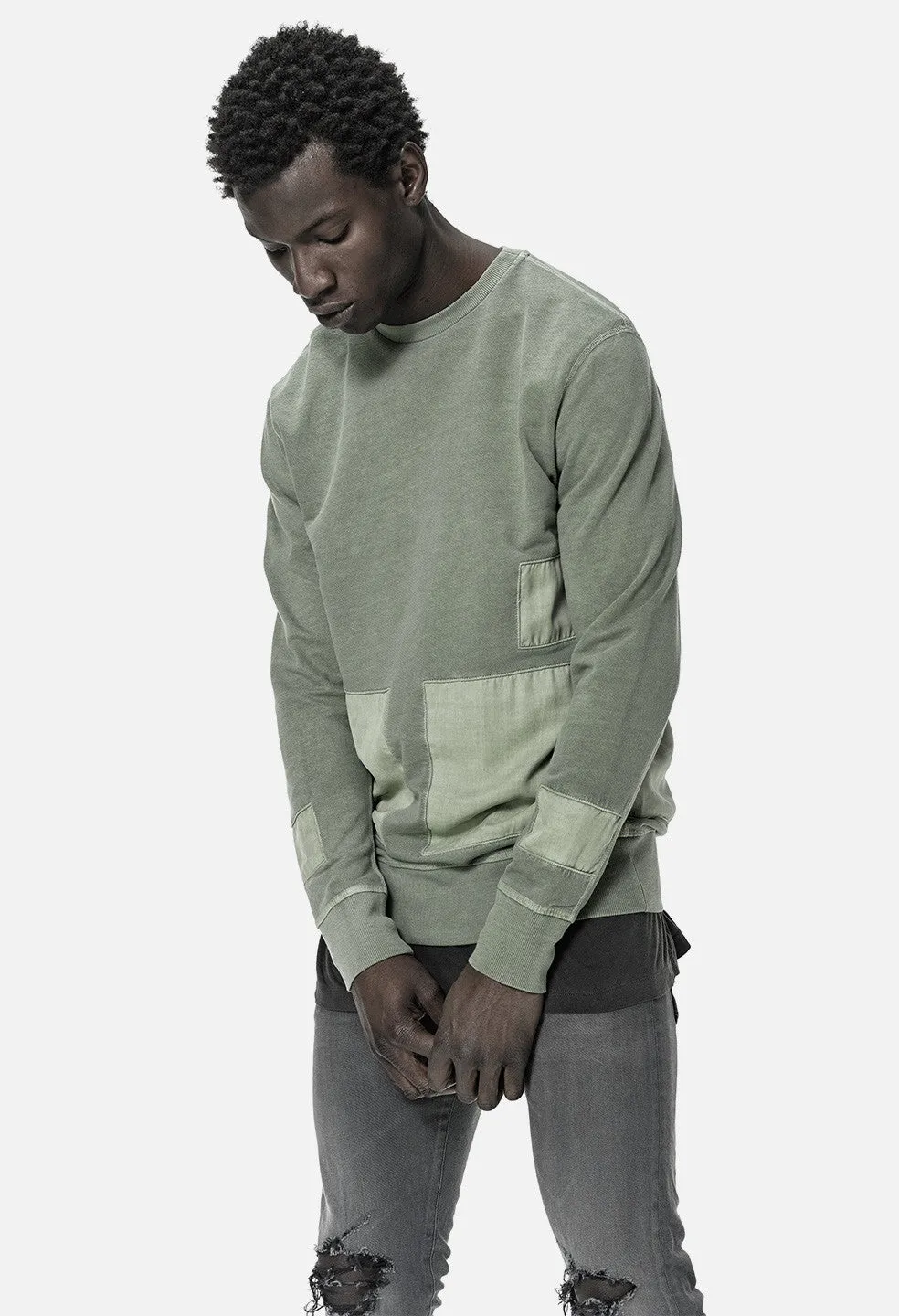 Paneled LS Crew / Olive