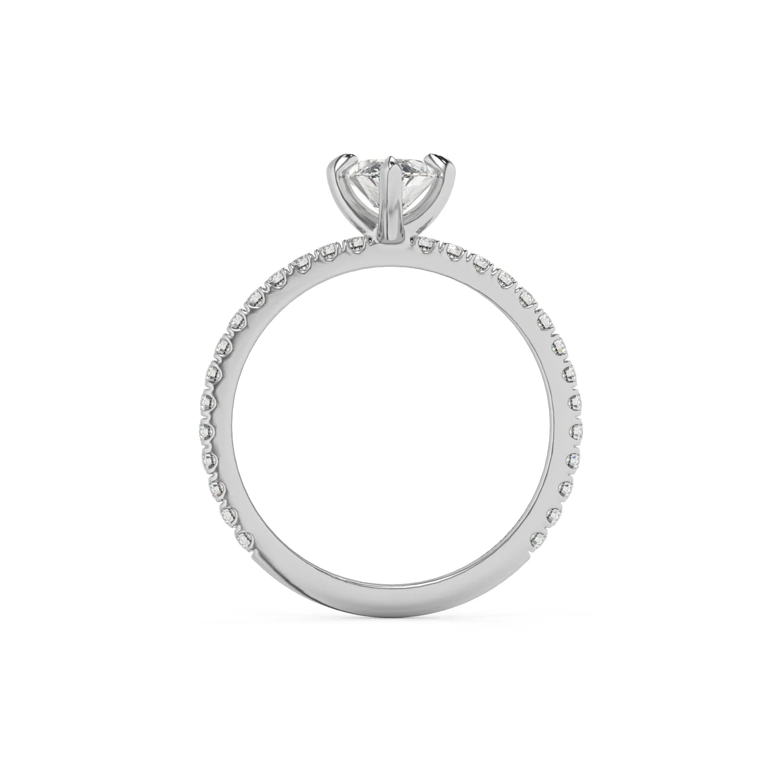 Partial Pave Marquise Cut Engagement Ring