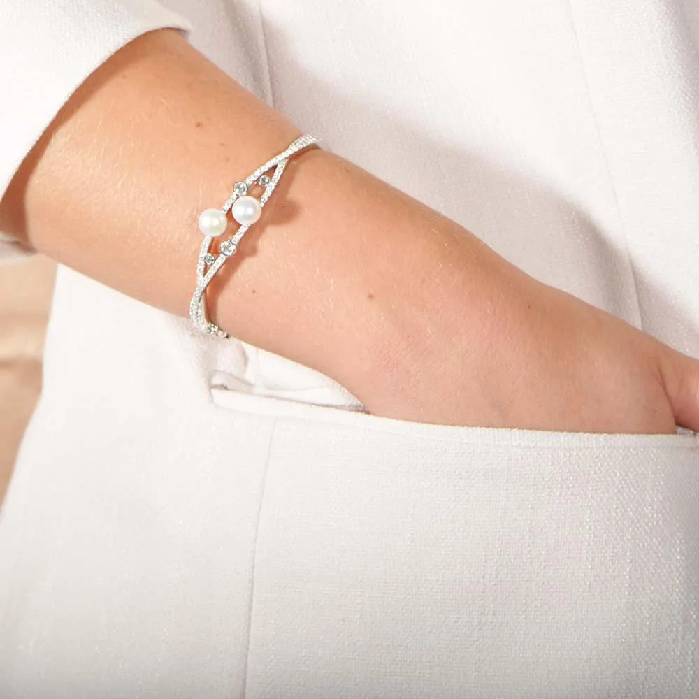 Pearl Crossed Paths Bangle