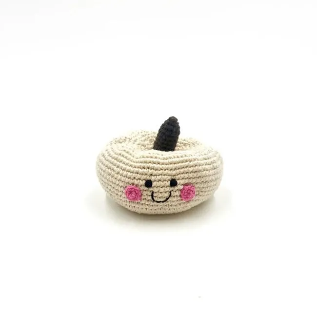 Pebble Friendly Plush Pumpkin Rattle - White