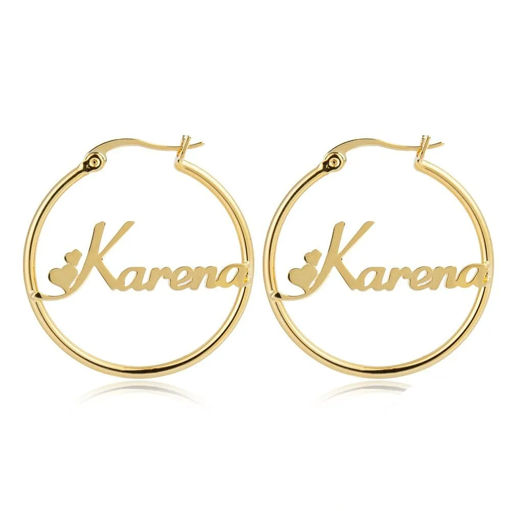 Personalized Sterling Silver 1 Name Hoop Earrings