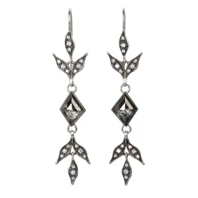 Platinum & Grey Rustic Diamond Lyrical Wheat Earrings