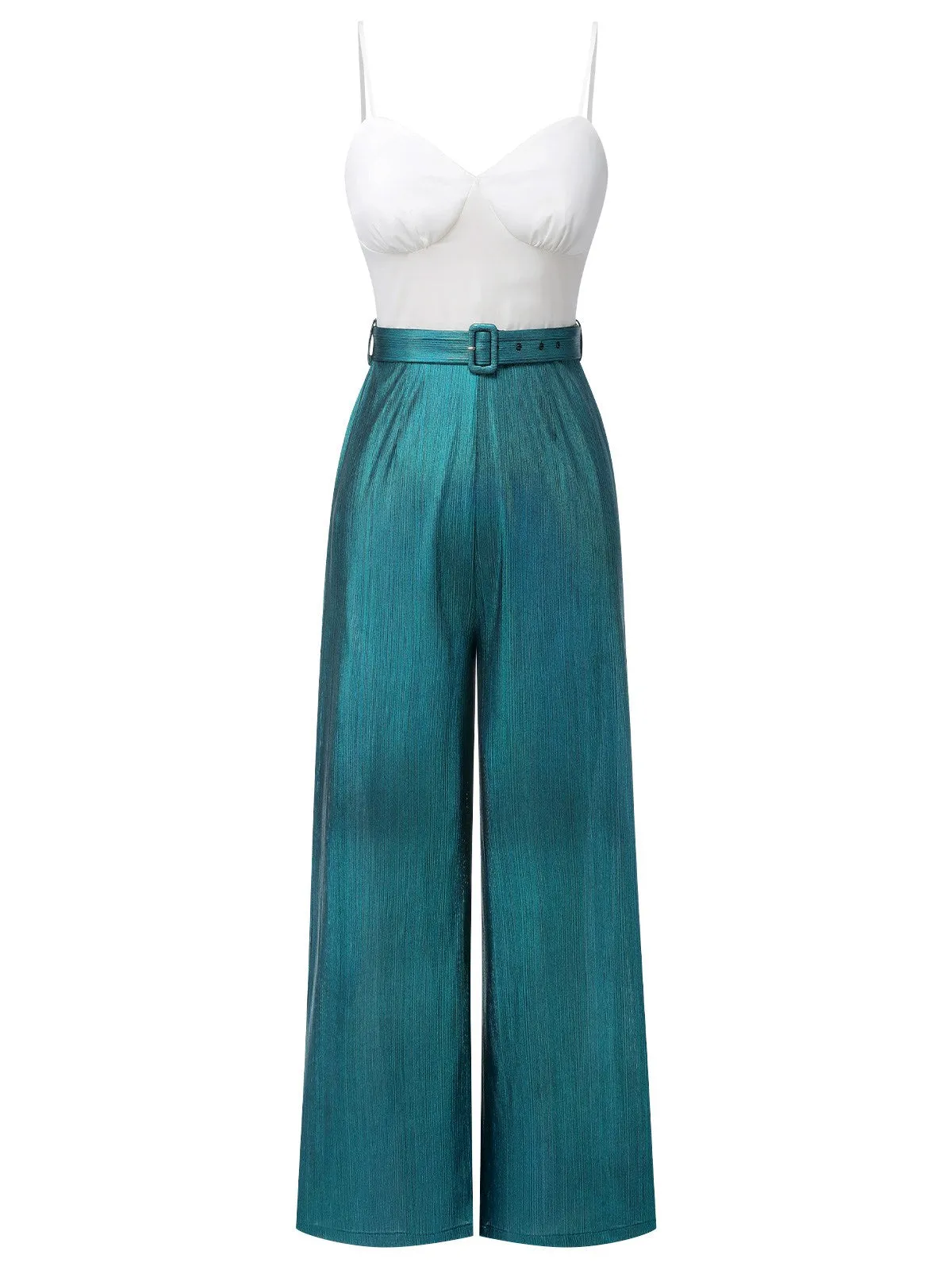 [Pre-Sale] Blue 1930s Laser Flashing Spaghetti Strap Jumpsuit