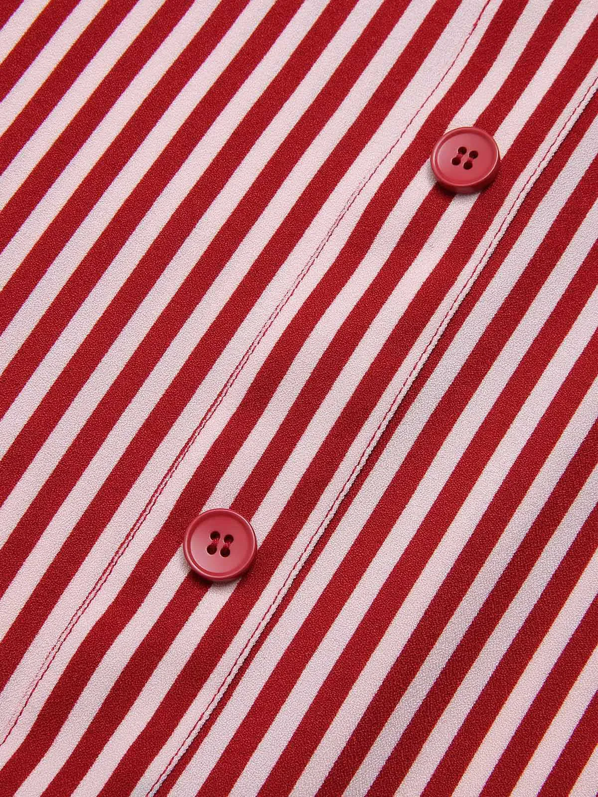 [Pre-Sale] Red 1940s Buttoned Stripes Skirt