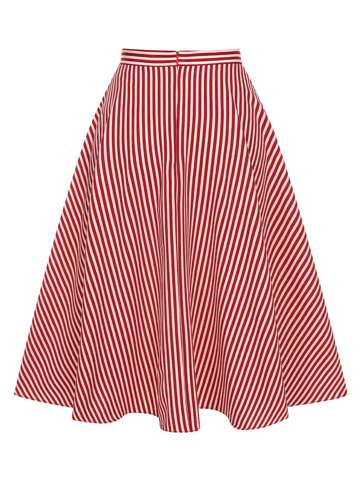 [Pre-Sale] Red 1940s Buttoned Stripes Skirt