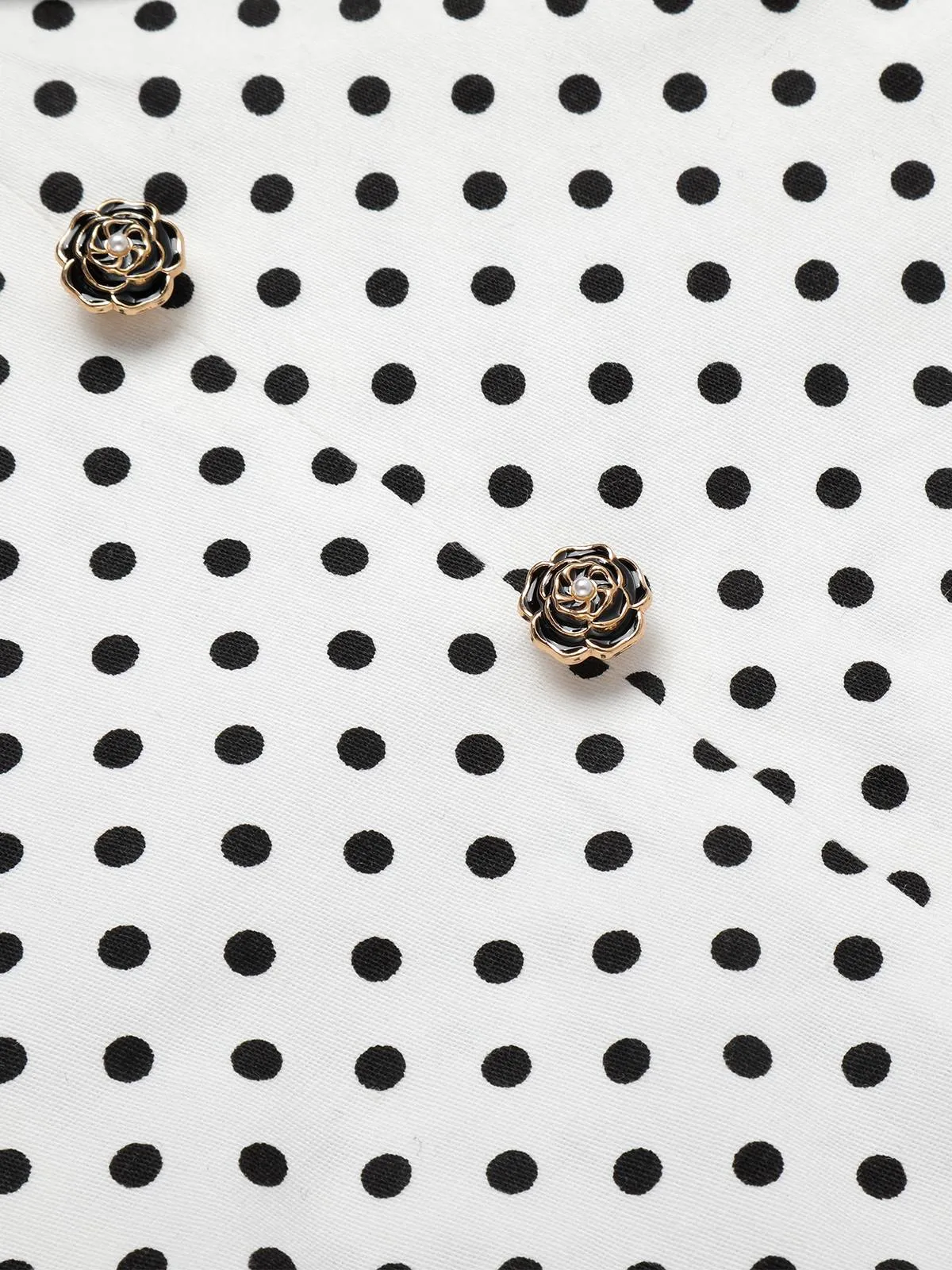 [Pre-Sale] White 1960s Polka Dot Button Pencil Dress