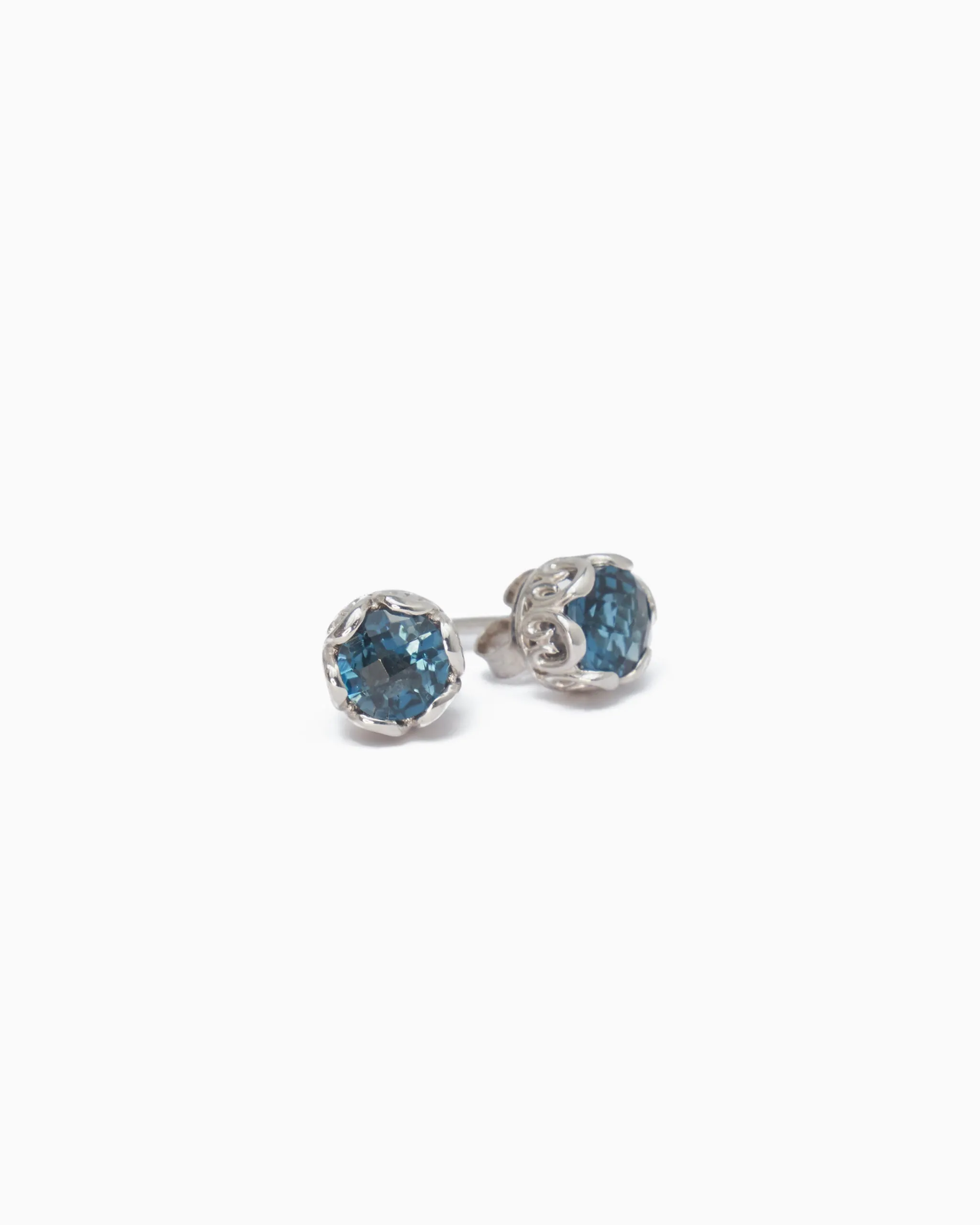 Princess Petroglyph Stone Studs - London Blue Topaz