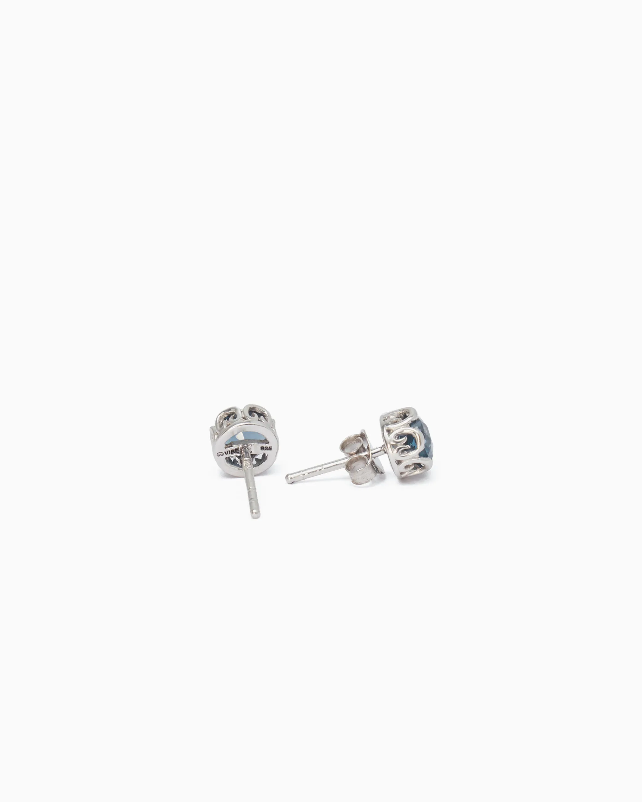 Princess Petroglyph Stone Studs - London Blue Topaz