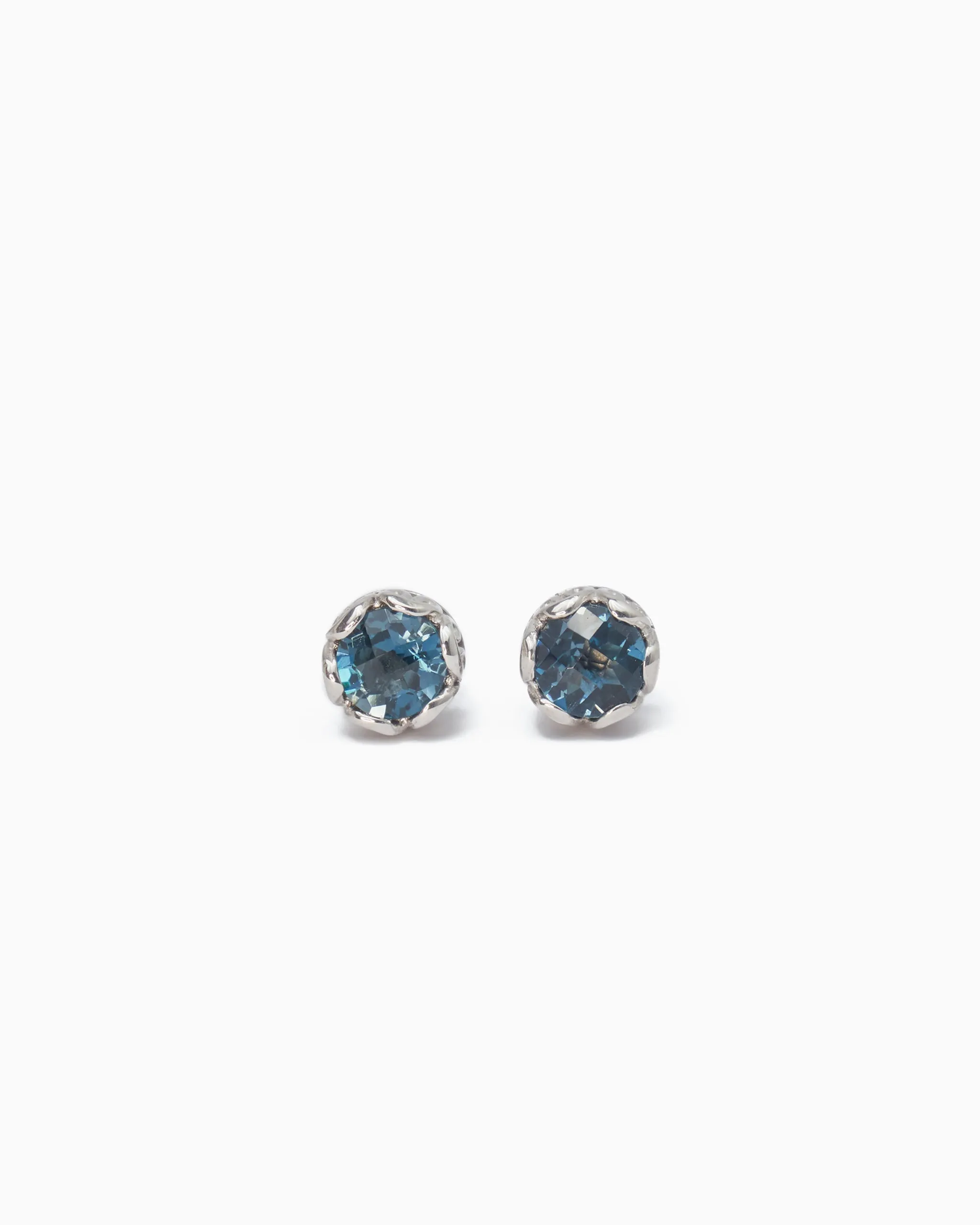 Princess Petroglyph Stone Studs - London Blue Topaz