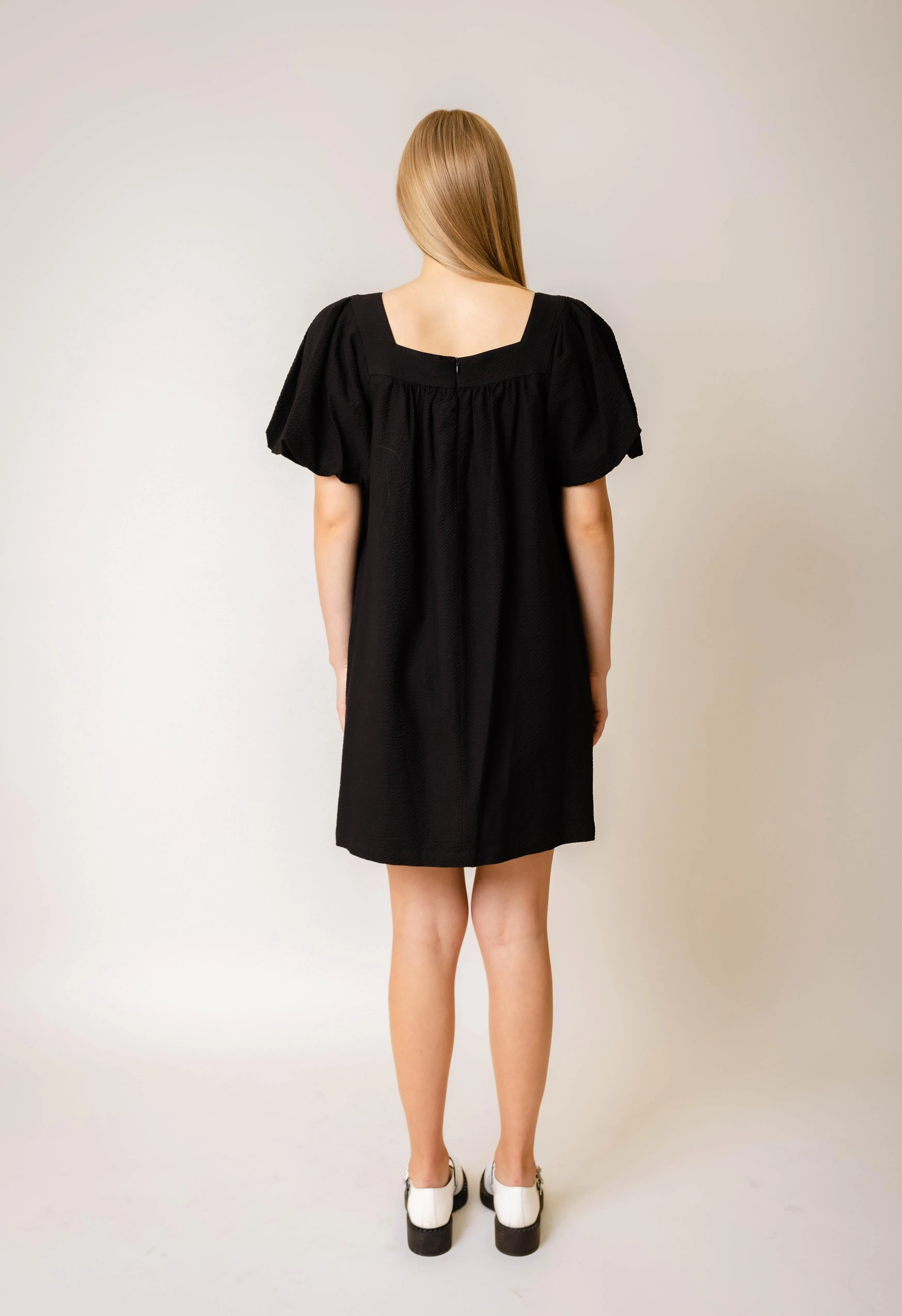 Puff Sleeve Dress in Black