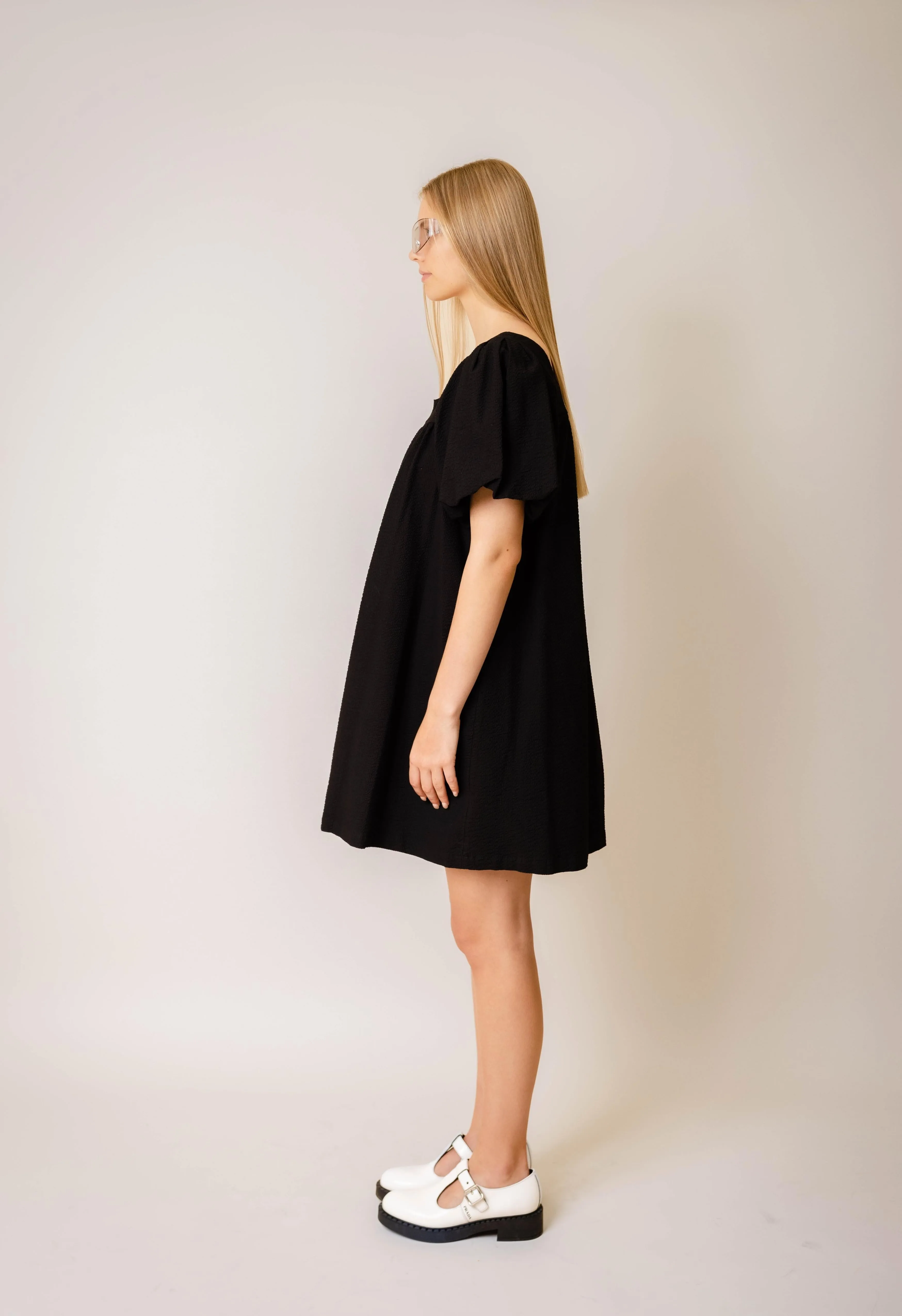 Puff Sleeve Dress in Black