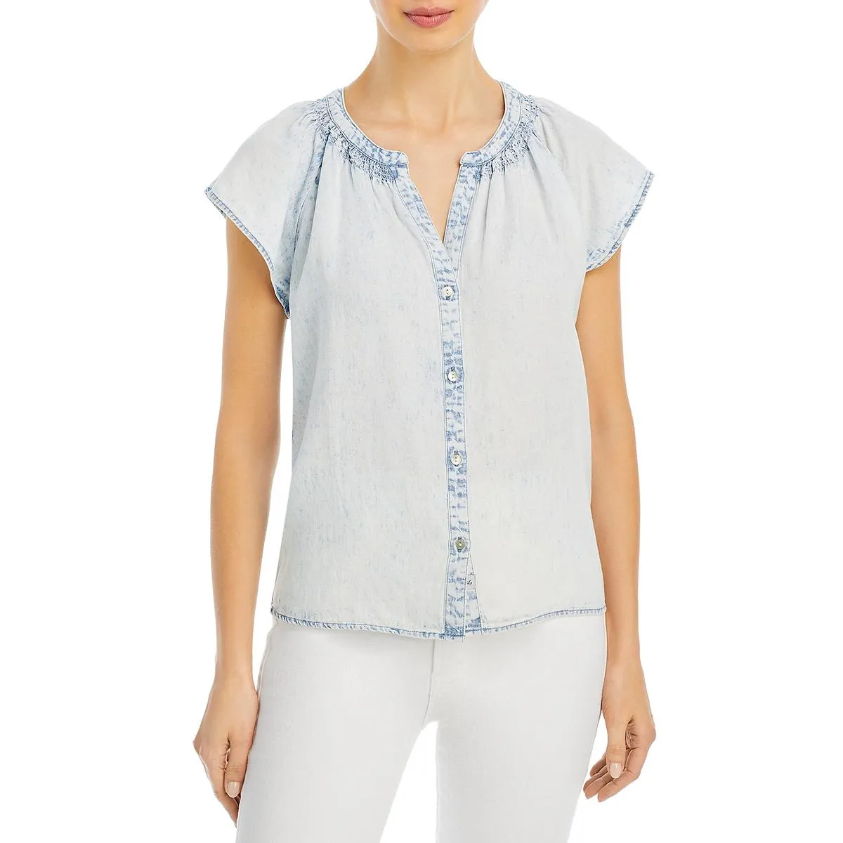 Rails Womens Alena Tencel Acid Wash Button-Down Top