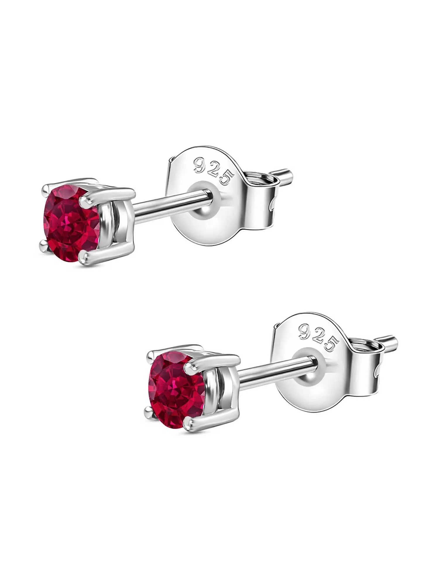 Red Ruby Half Carat Solitaire Stud Earrings For Women