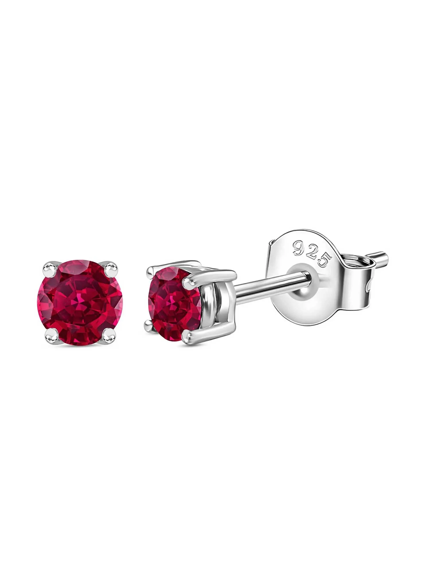 Red Ruby Half Carat Solitaire Stud Earrings For Women