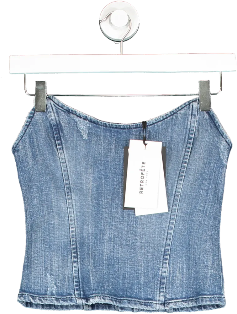 Retrofete Blue Allie Denim Top UK XS