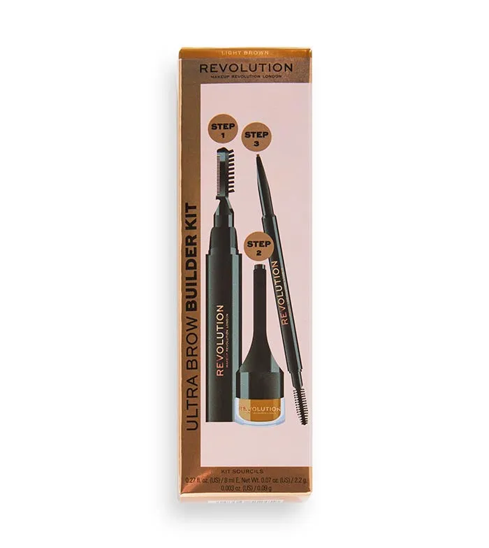 Revolution - Kit de cejas Ultra Brow Builder Kit - Light Brown