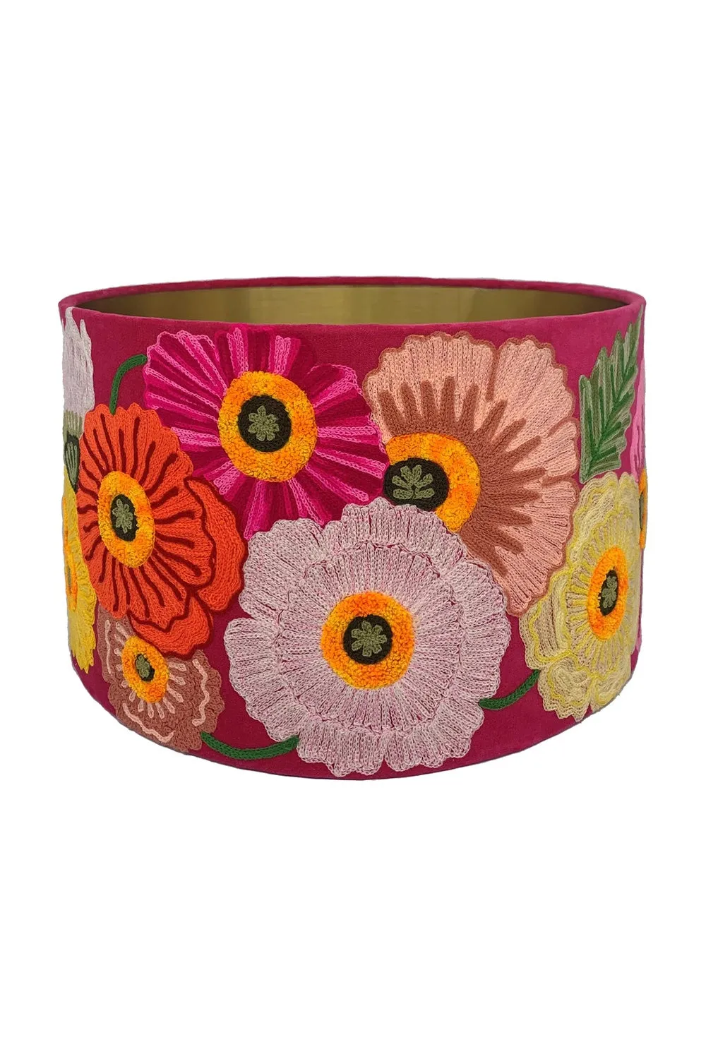 RUBY STAR TRADERS DRUM SHADE POPPIES FUCHSIA VELVET