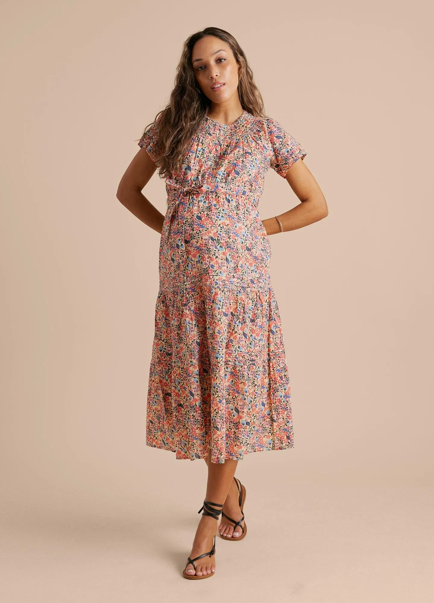 Smocked Yoke Tier Maxi Dress