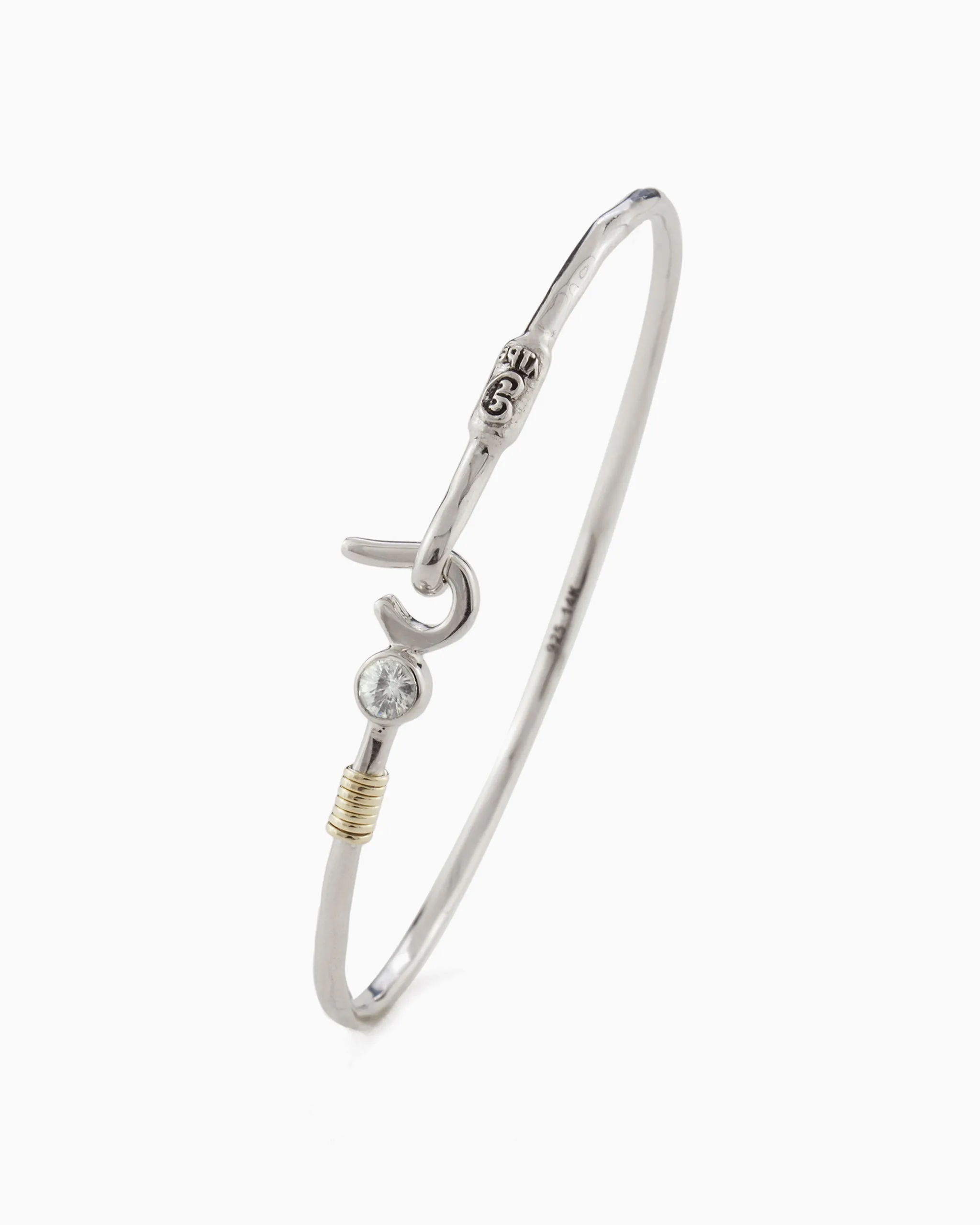 St. John Hook Bracelet with Stone, 2mm - White Zircon