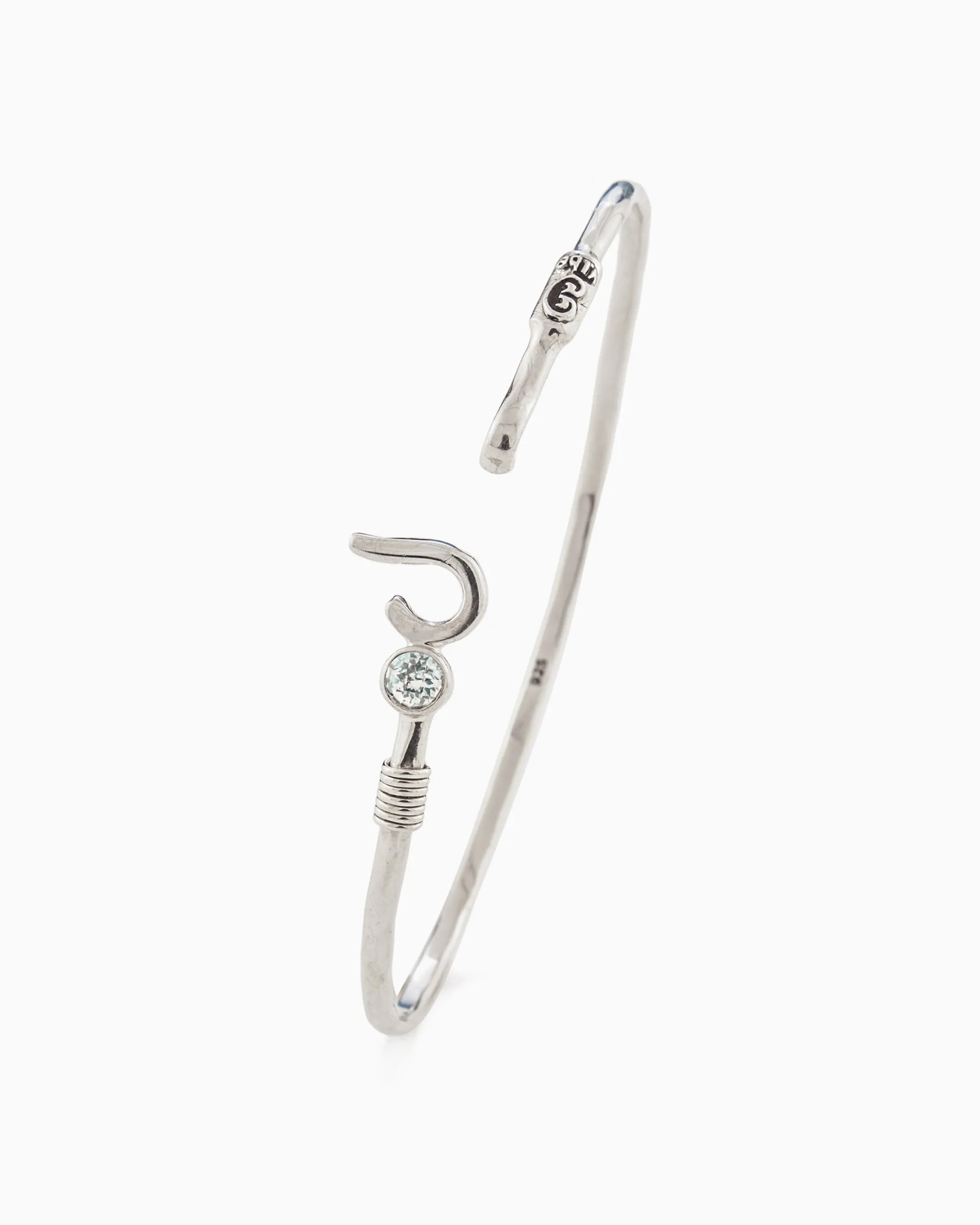 St. John Hook Bracelet with Stone, 2mm - White Zircon