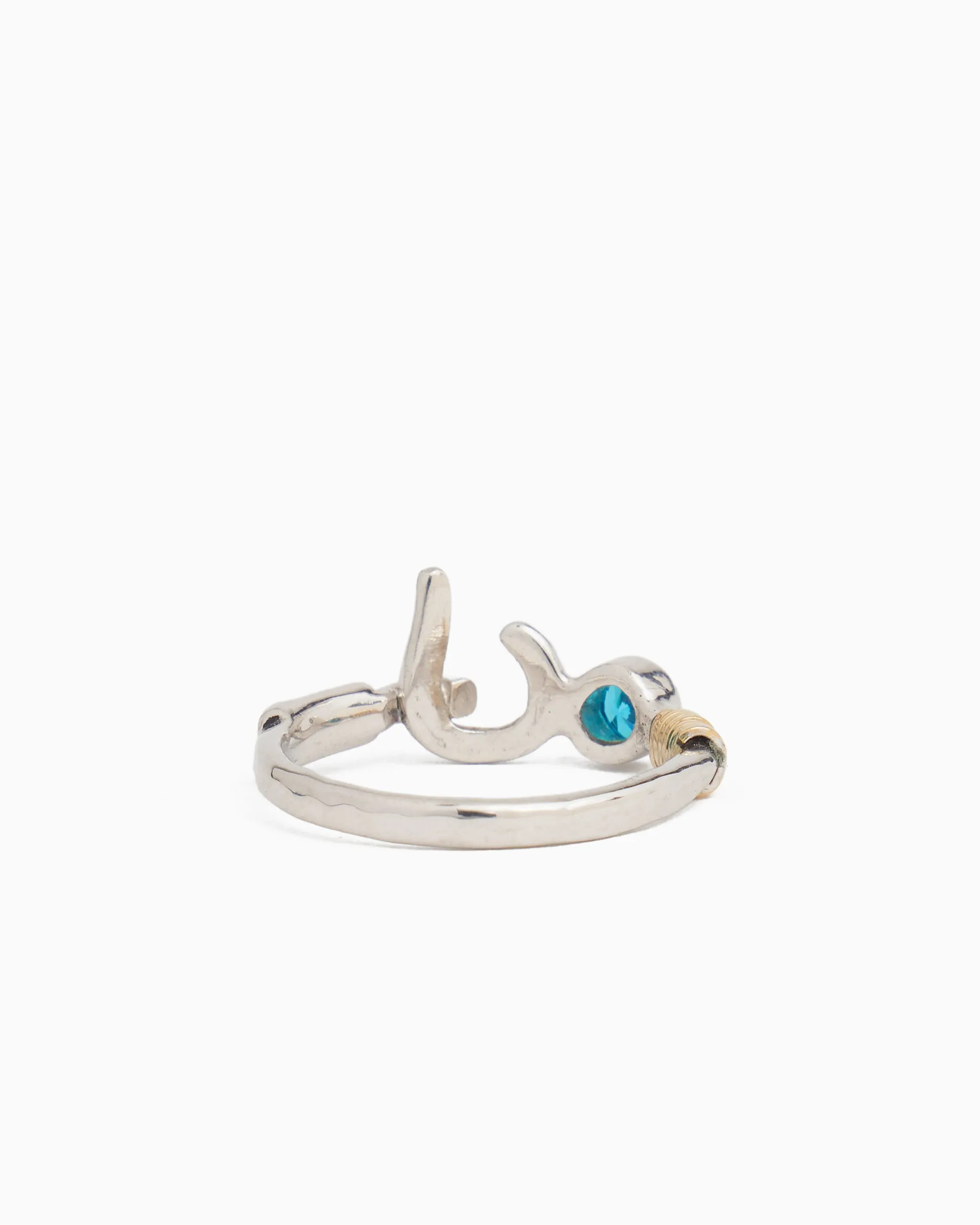 St. John Hook Ring with Stone - Blue Zircon