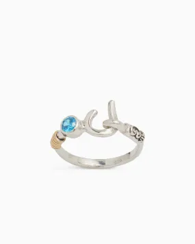 St. John Hook Ring with Stone - Blue Zircon