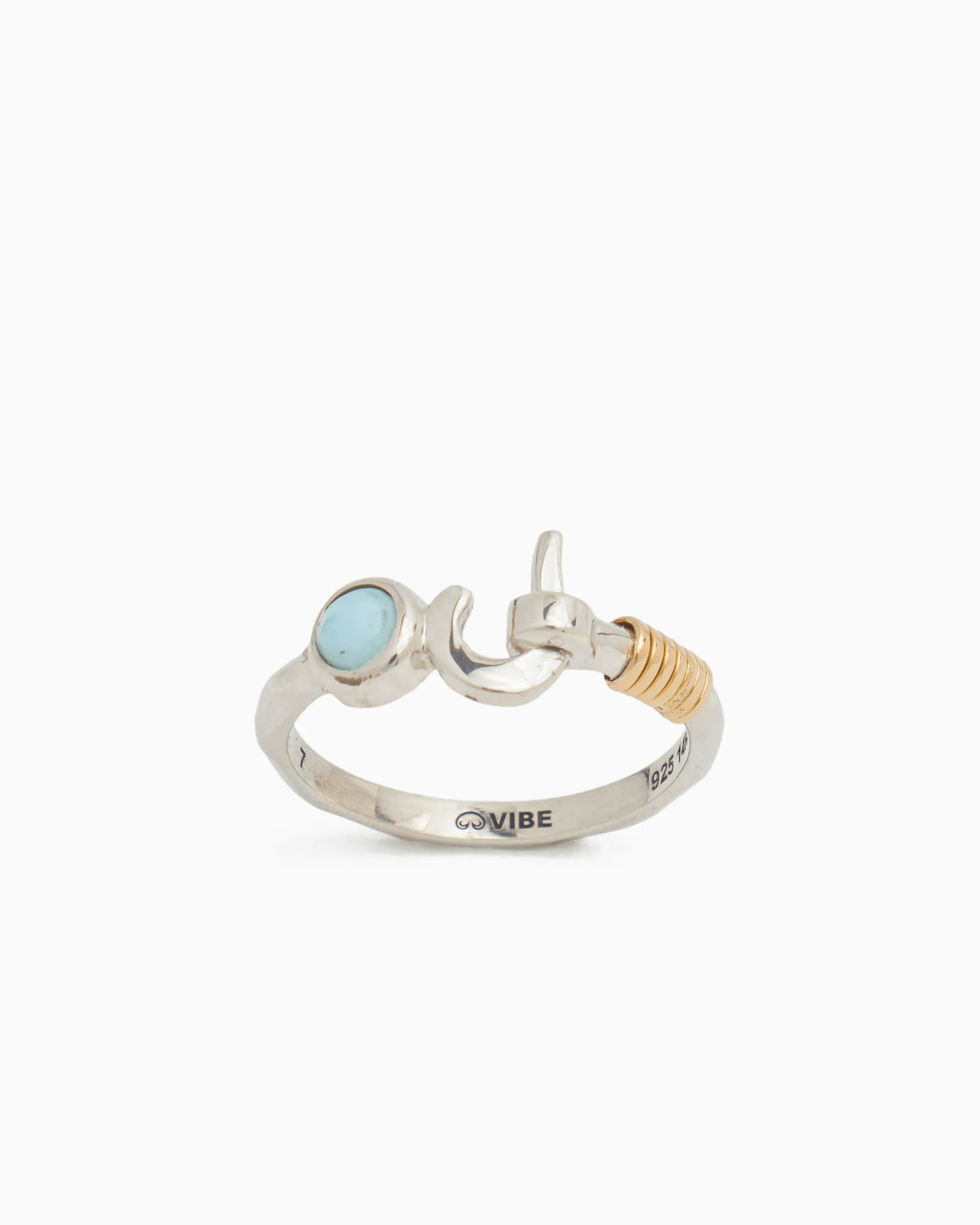 St. John Hook Ring with Stone - Larimar