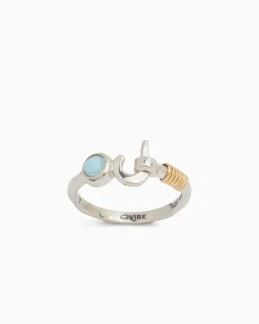 St. John Hook Ring with Stone - Larimar