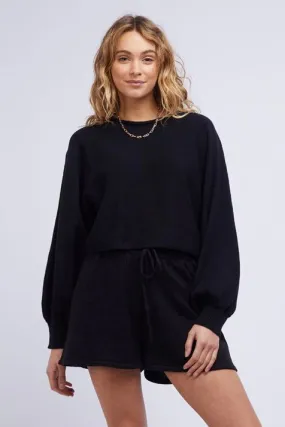 Stevie Black Puff Sleeve Knit Jumper