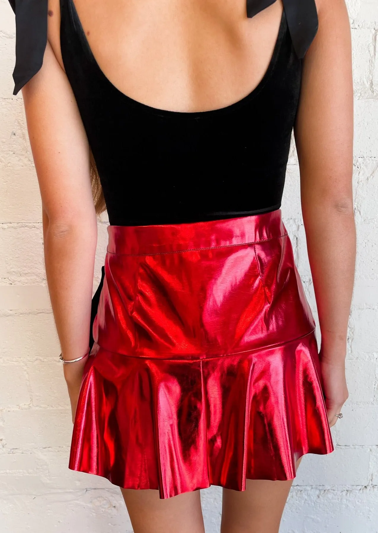 Stunning Arrival Wrap Front Metallic Skort